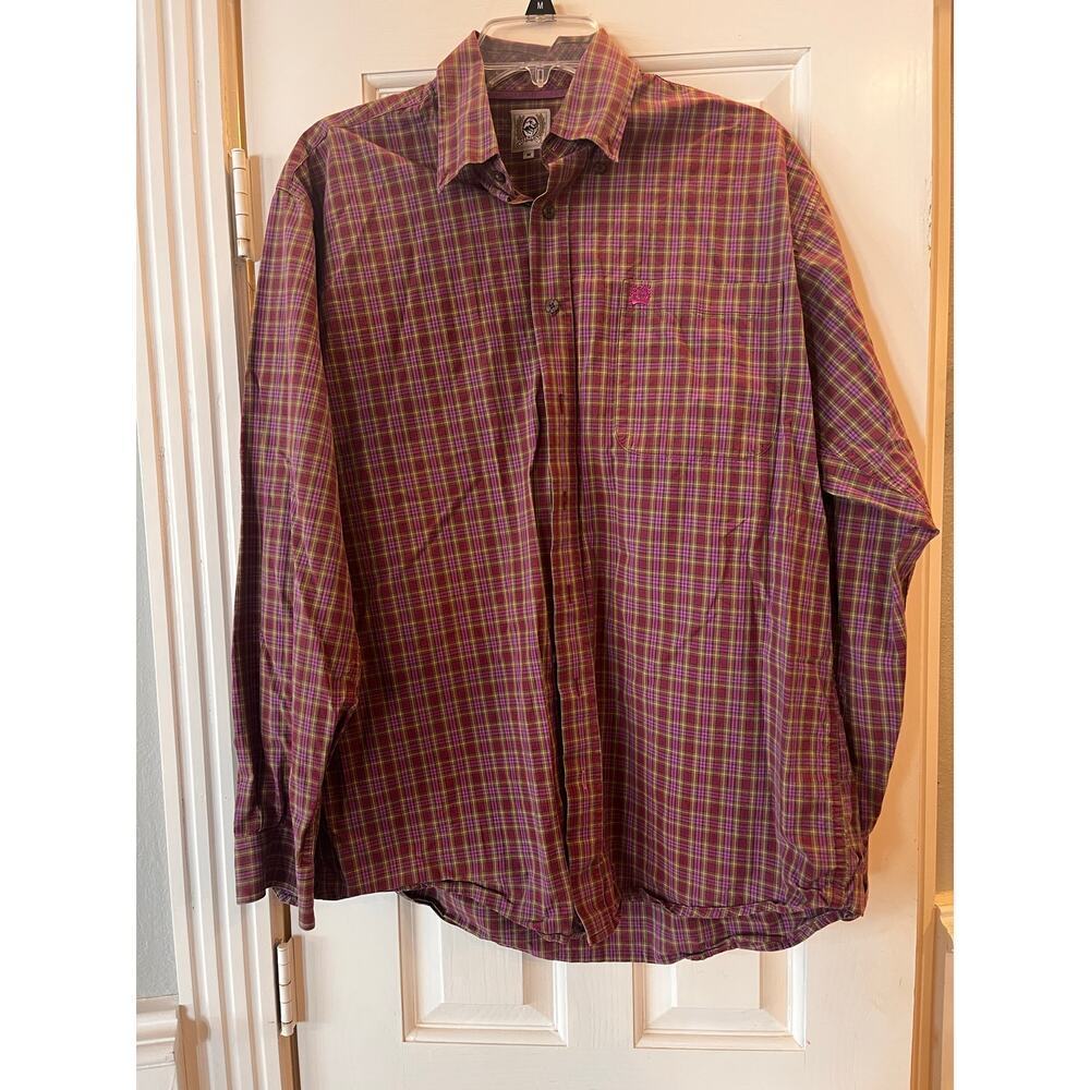 Cinch Plaid Long Sleeve Shirt Men Medium Western Cowboy Aztec Workwear Rodeo